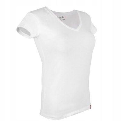 Lisse - T-shirt biały w serek M/L