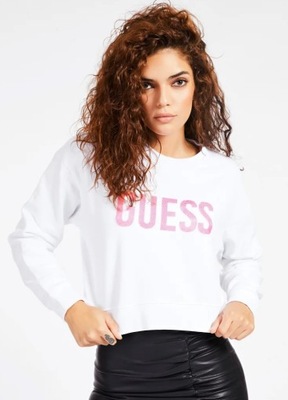 GUESS BIAŁA BLUZA DAMSKA Z LOGO CASUAL 38 1GAH