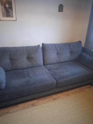 KANAPA SOFA ROZKŁADANA WELUR NIEBIESKO-SZARA