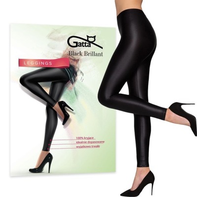 GATTA BLACK BRILLANT legginsy błyszczące kryjące WYSOKI STAN - L/4