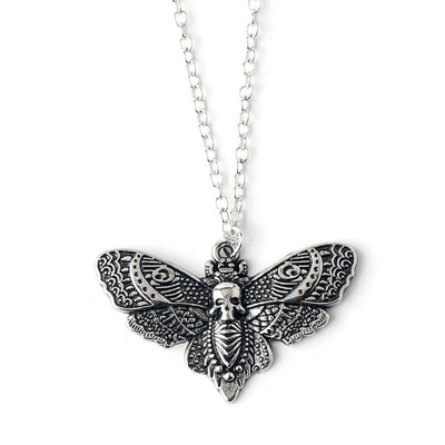 Collar con colgante de polilla de la muerte, joya gótica de mariposa,