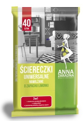 AZ Ściereczki NAWILŻANE 40szt. UNIWERSALNE Limonka