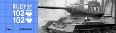 KALKOMANIA CZOŁG T-34 RUDY 102 1/72