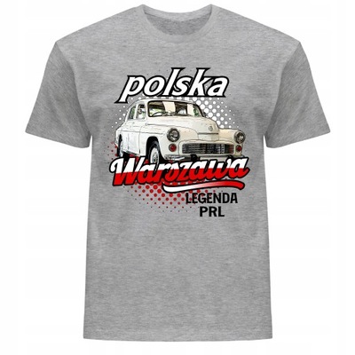 Koszulka męska z nadrukiem WARSZAWA FSO legenda motoryzacji PRL 4XL