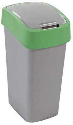CURVER kosz na śmieci Flip-Bin srebrno/zielony 45l