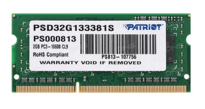 PATRIOT 2GB PC3-10600S 1333MHz CL9 PSD32G133381S