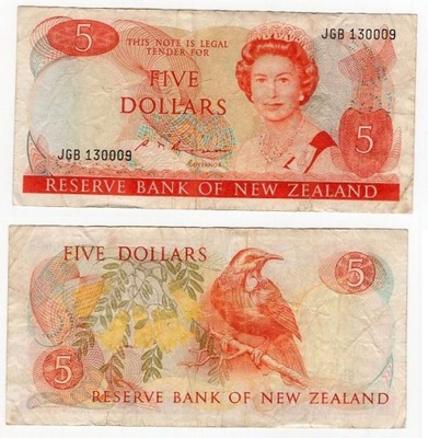NOWA ZELANDIA 1985-89 5 DOLLARS