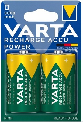 Akumulatorki baterie VARTA R20 HR20 D 3000mAh x2