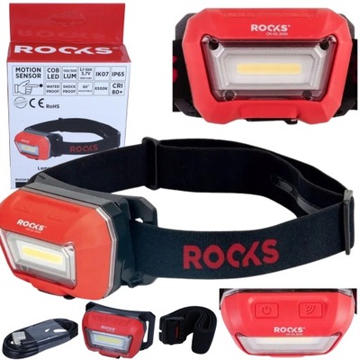 MOCNA LATARKA CZOŁOWA LED SENSOR RUCHU 300LM USB LATARKA AKUMULATOROWA