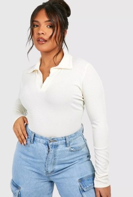 BOOHOO BLUZKA PLUS SIZE BEŻOWA PRĄŻKOWANA 48 EJD