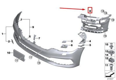 Bmw 6 g32 передняя часть правый бампер fog лампа support 7415580 51117415580 фото №1