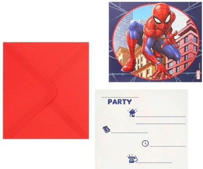 Zaproszenia z kopertami Spiderman 6szt