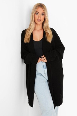 BOOHOO CZARNY SWETER KARDIGAN NARZUTKA OVERSIZE Q61 XXJ__50