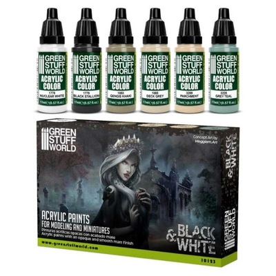 Green Stuff Paint Set Black and White farby 6x17ml