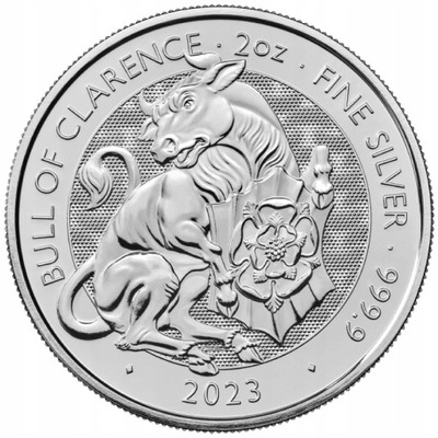 Moneta Bestie Tudorów - Byk z Clarence - 2 uncje srebra