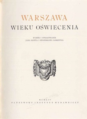 Warszawa wieku oświecenia 1954