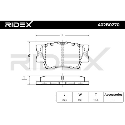 RIDEX 402B0270 ZAPATAS DE FRENADO PARTE TRASERA  