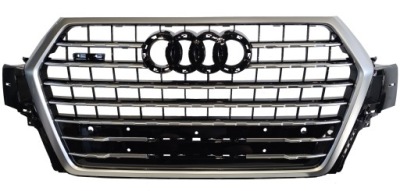 Решётка радиатора передняя audi q7 4m0 s-line 15-19 satyna хром решётка радиатора перед бампера фото №1