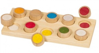 Cylindry dotykowe dla dzieci kształty kolory Goki Zabawka dla dziecka