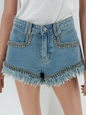 Spodenki krótkie szorty Jeans zdobione letnie S