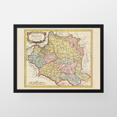 Stara Mapa Polski - de Vaugondy 1762r - 50x40