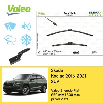 WIPER BLADES FRONT FOR SKODA KODIAQ SUV (2016-2021) VALEO  