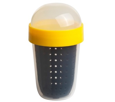 SPLITTERNY Snack container, gray/yellow, 10 oz - IKEA