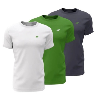 KOSZULKA 4F MĘSKA T-SHIRT ZESTAW SPORTOWY BAWEŁNA KOMPLET 3PAK LIMIT r. L