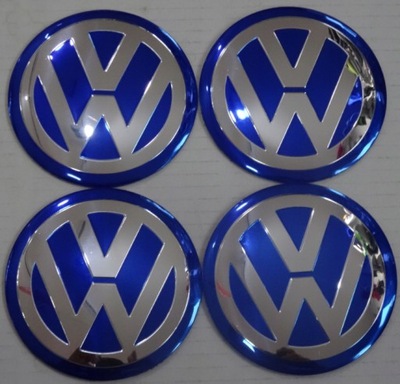 VW VOLKSWAGEN STICKERS EMBLEMATY 56MM 4 PIECES ALUMINIUM DEKLE CUP NUTS  