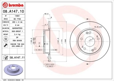 DISCO DE FRENADO COATED DISC LINE 08.A147.11  