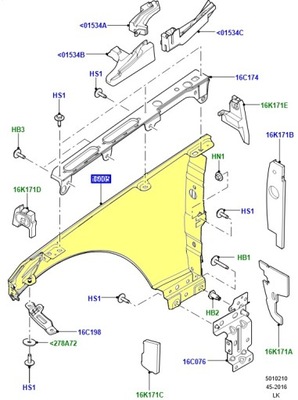 Крила передній лівий range rover l405 lr061809 фото №1