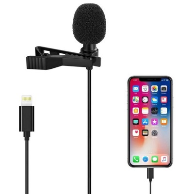 Mikrofon lavalier krawatowy na klips do iPhone IOS 2m