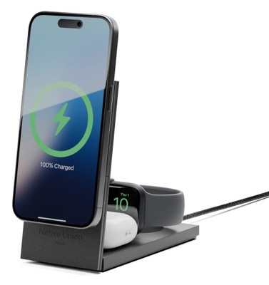 Ładowarka indukcyjna NATIVE UNION Rise 3w1 15W Czarny Qi2 MagSafe