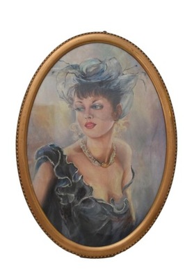 OLGA BOZNAŃSKA - DAMA W KAPELUSZU - PORTRET OBRAZ