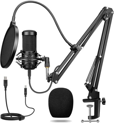 Mikrofon pojemnościowy USB do podcastów 192 kHZ / 24-bitowy
