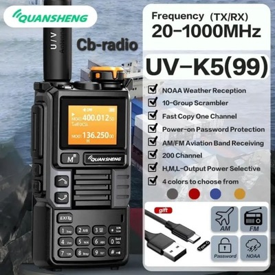Quansheng UV-K6 krótkofalówka 5W Radio z pasmem lotniczym 20-1000MHz NIEB.