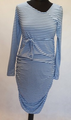 MAMALICIOUS Ciążowa niebieska sukienka w paski r.M