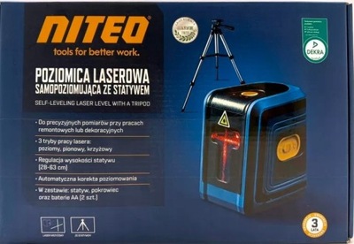 POZIOMICA LASEROWA SAMOPOZIOMUJĄCA ZE STATYWEM NITEO TOOLS GELVL0255-22 10M