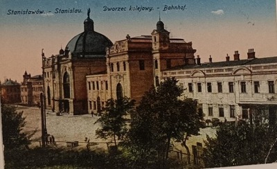 Pocztówka Stanisławów Dworzec Kolejowy 1918 r.