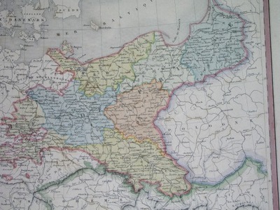 1848 oryginał Mapa POLSKA Śląsk Wielkopolska Pomorze Warmia Kujawy Kaszuby