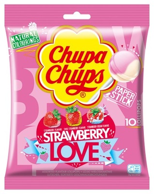 Chupa Chups lizaki truskawkowe Love 10szt x 12g na Dzień Dziecka