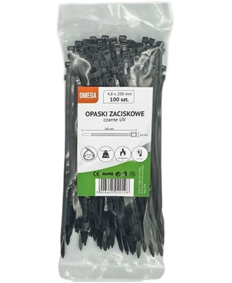 OPASKI TRYTKI ZACISKOWE DE CABLES UV NEGRAS 4,8X200  