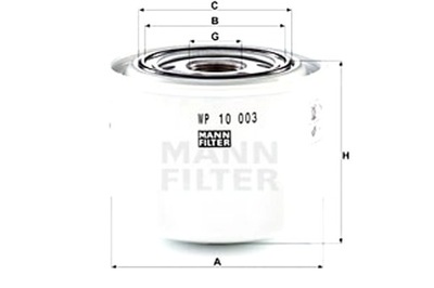 FILTRO ACEITES MITSUBISHI MITSUBISHI CANTER FE3 FE4 V 4D568V 09.92-09.96  