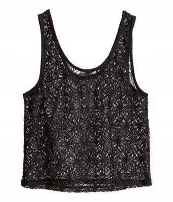 H&M HM Koronkowy Top Czarny 36 S