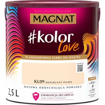 MAGNAT FARBA LATEKSOWA #KOLORLOVE 2,5L KL09 ROZGRZANY PIASEK