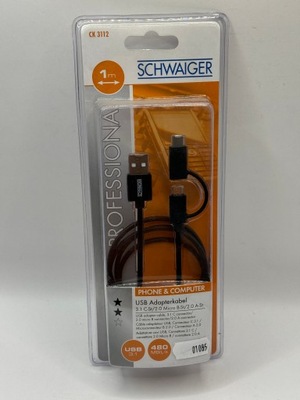 KABEL USB Schwaiger USB-A - microUSB + USB-C 1 m