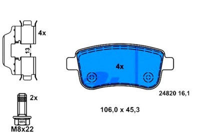 Ate 13.0460-2756.2 набор тормозных колодок тормозных, тормоза дисковые фото №1