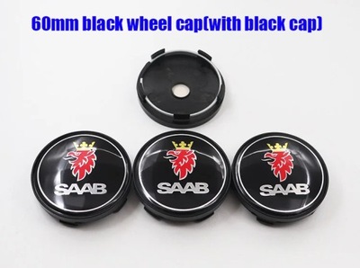 SAAB 60 BLACK4PCS 56 MM 60 MM SAAB 9-3 LOGOTIPO CAR CENTER CENTER HUB CAP AUTO  