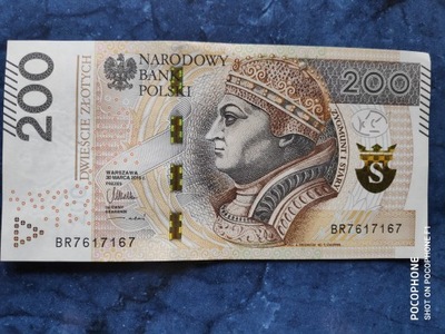 Banknot 200 zł. ciekawy numer lustrzane odbicie