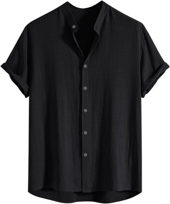 Czarna elegancka koszula guziki XL